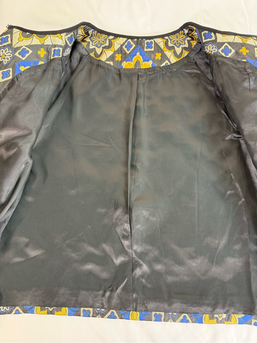 Ann Taylor LOFT Shimmer Mosaic Brocade Metallic Vintage Style Quilted Jacket S - Picture 11 of 16